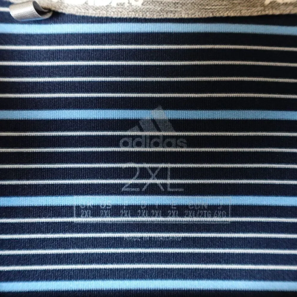 Adidas Polo Shirt Navy Blue White Striped Golf Performance Men’s Size 2XL Casual